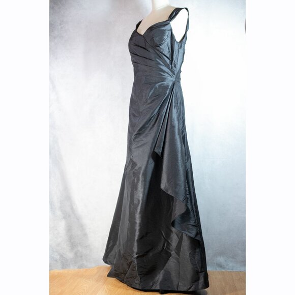 Bill Levkoff Formal Gown Prom Dress Tissue Taffeta Chiffon Long Black Size 12 - Picture 3 of 12